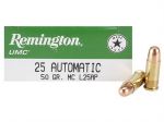 Remington 25 Auto 25acp 50gr FMJ 50rds